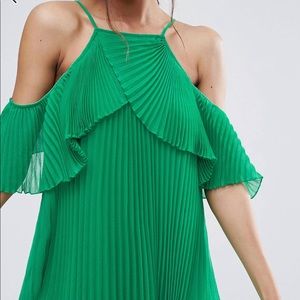ASOS Double Layer Cold Shoulder Pleated Mini